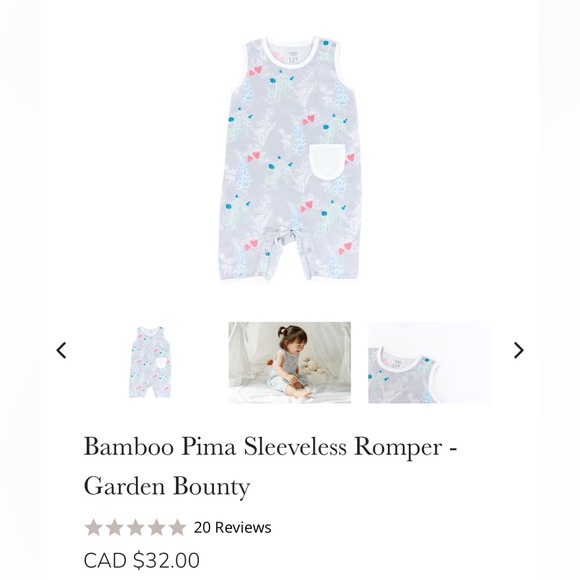 Two Brand New Bamboo Pima Sleeveless Rompers by Nest Design - Picture 3 of 16